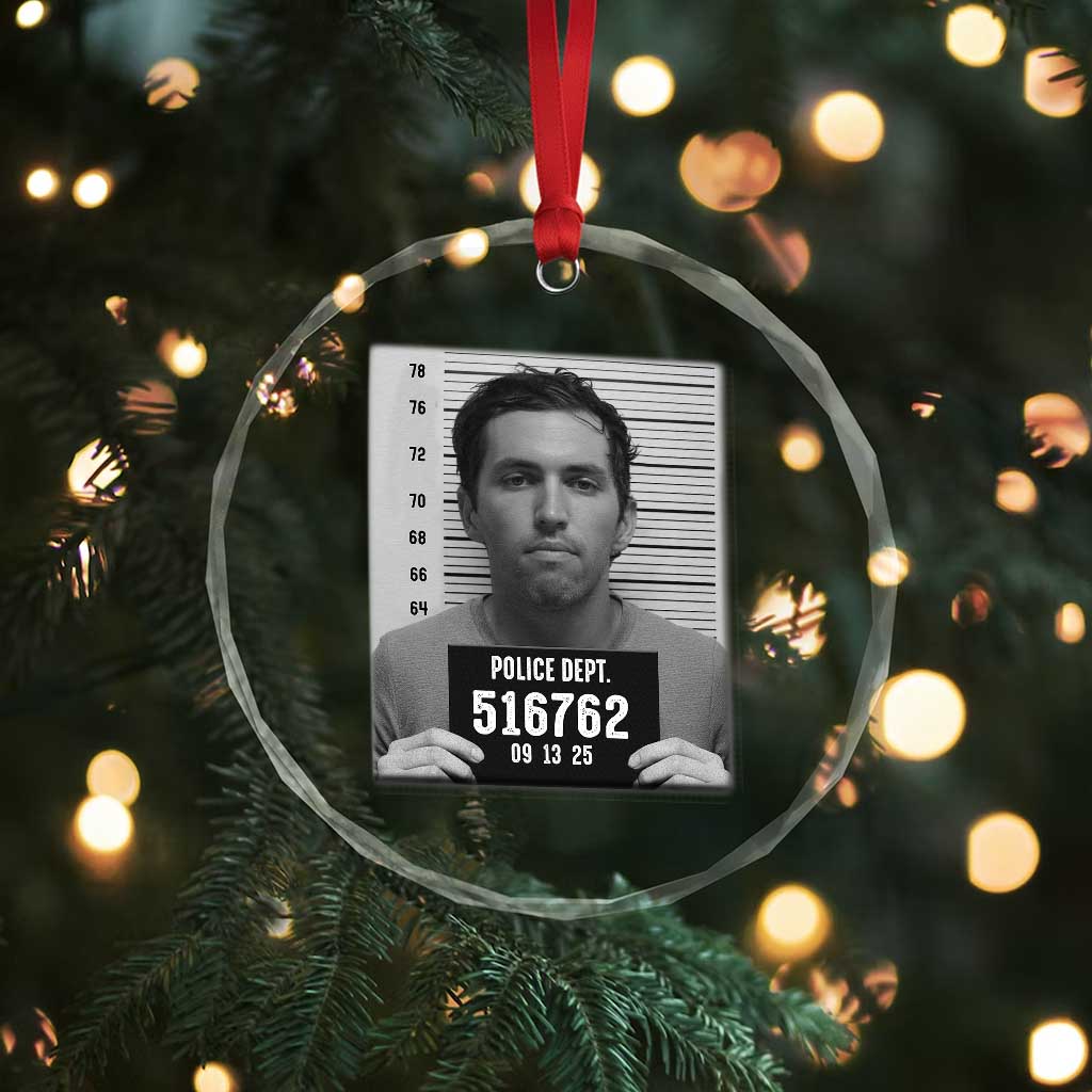 Tyler Robinson Mugshot Crystal Glass Ornament Justice For Charlie Kirk TS02 Print Your Wear