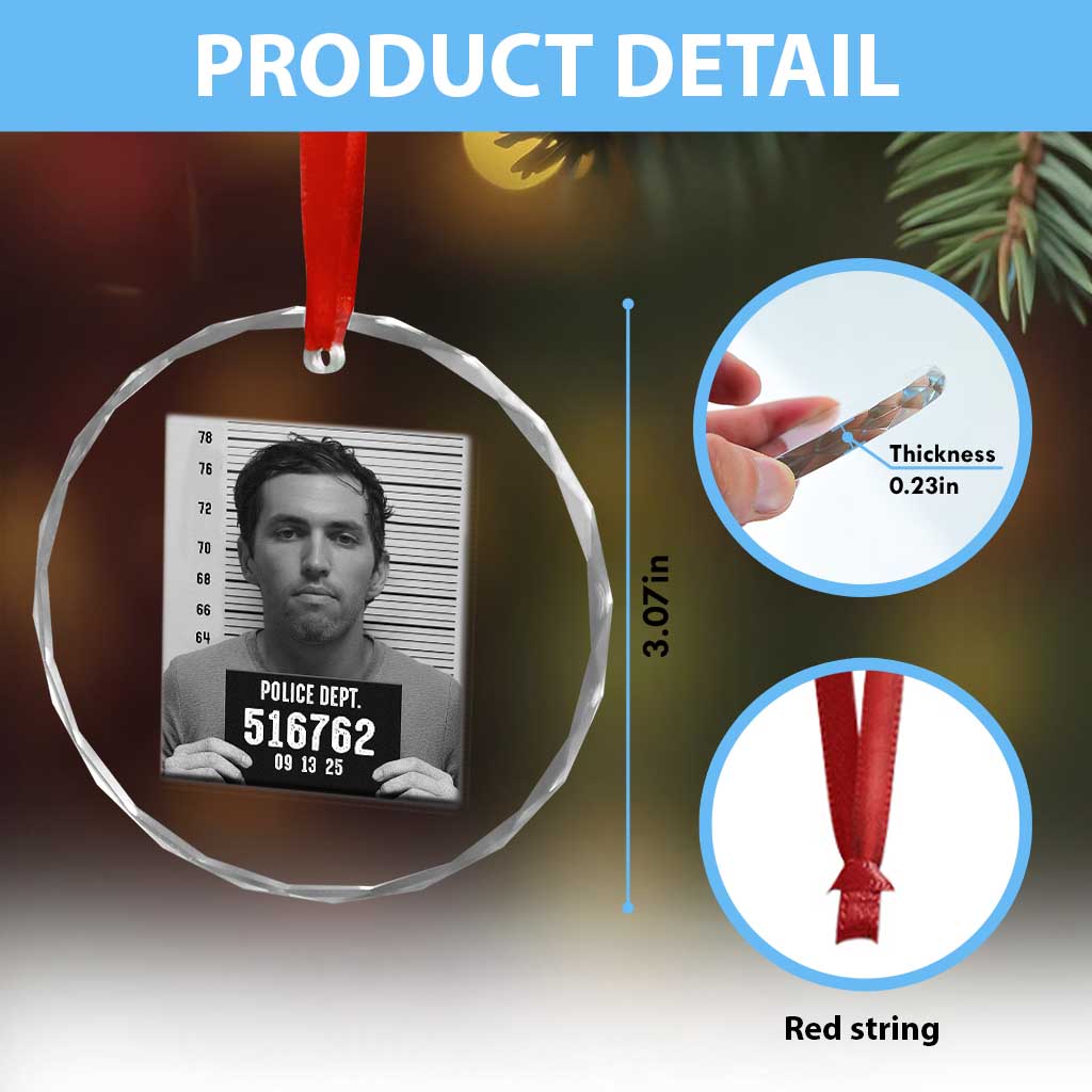 Tyler Robinson Mugshot Crystal Glass Ornament Justice For Charlie Kirk TS02 Print Your Wear