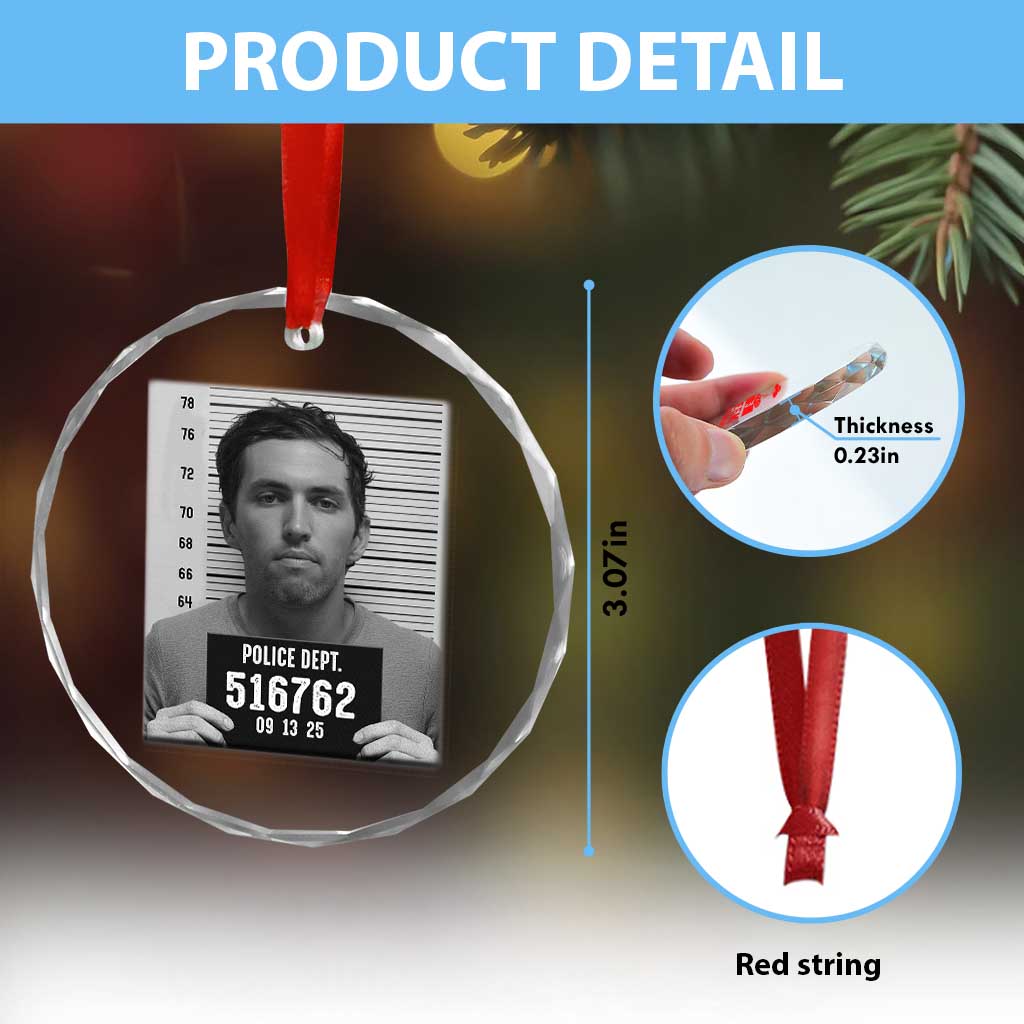 Tyler Robinson Mugshot Crystal Glass Ornament Justice For Charlie Kirk TS02 Print Your Wear