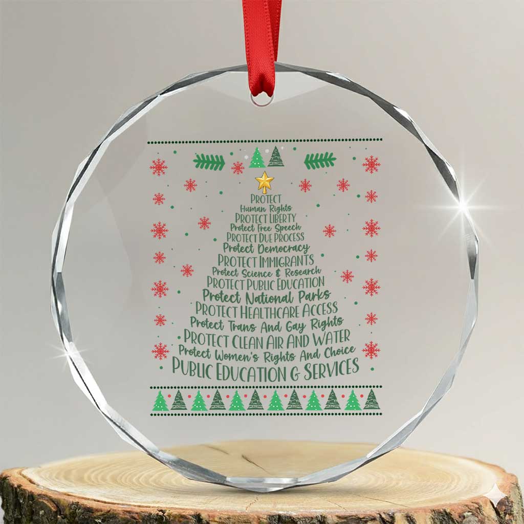 Ugly Activist Christmas Tree Crystal Glass Ornament Human Rights Xmas Gift TS12 Transparent Glass 3'' Circle Print Your Wear