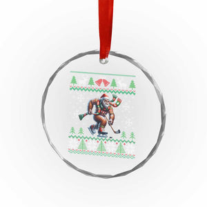 Ugly Christmas Bigfoot Playing Hockey Crystal Glass Ornament Funny Xmas Gift TS12 Print Your Wear