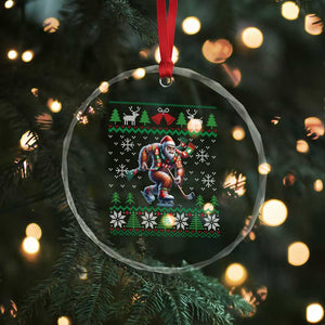 Ugly Christmas Bigfoot Playing Hockey Crystal Glass Ornament Funny Xmas Gift TS12 Print Your Wear