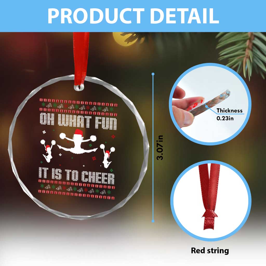 Ugly Christmas Cheerleading Crystal Glass Ornament Oh What Fun It Is To Cheer Gift TS12 Print Your Wear