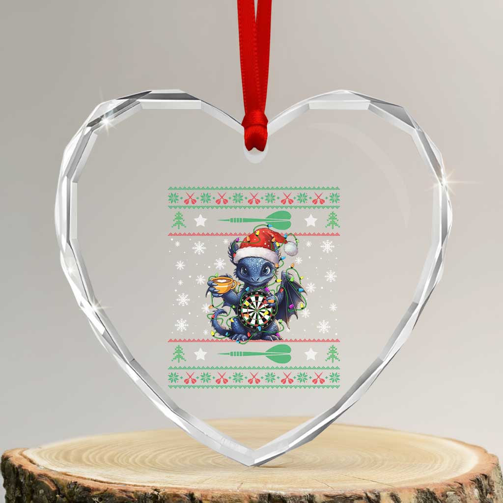 Ugly Christmas Dragon Dart Player Heart Crystal Glass Ornament Gift For Dartist TS12 Transparent Glass 3'' Heart Print Your Wear