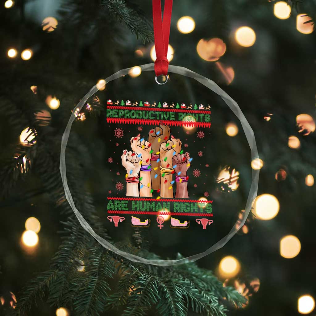 Ugly Christmas Feminist Raccoon Gift Crystal Glass Ornament Reproductive Rights Are Human Rights TS12 Print Your Wear