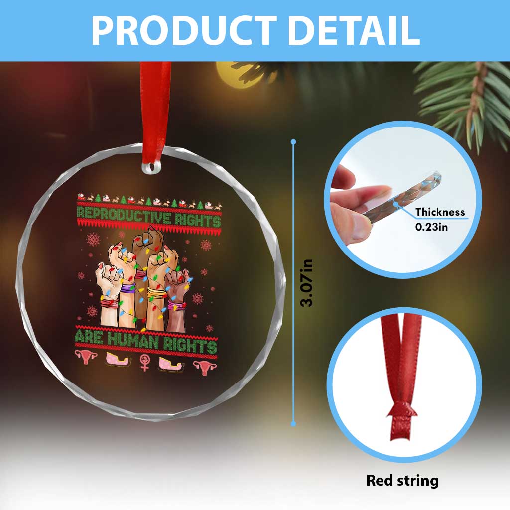 Ugly Christmas Feminist Raccoon Gift Crystal Glass Ornament Reproductive Rights Are Human Rights TS12 Print Your Wear