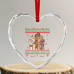 Ugly Christmas Feminist Raccoon Gift Heart Crystal Glass Ornament Reproductive Rights Are Human Rights TS12 Transparent Glass 3'' Heart Print Your Wear