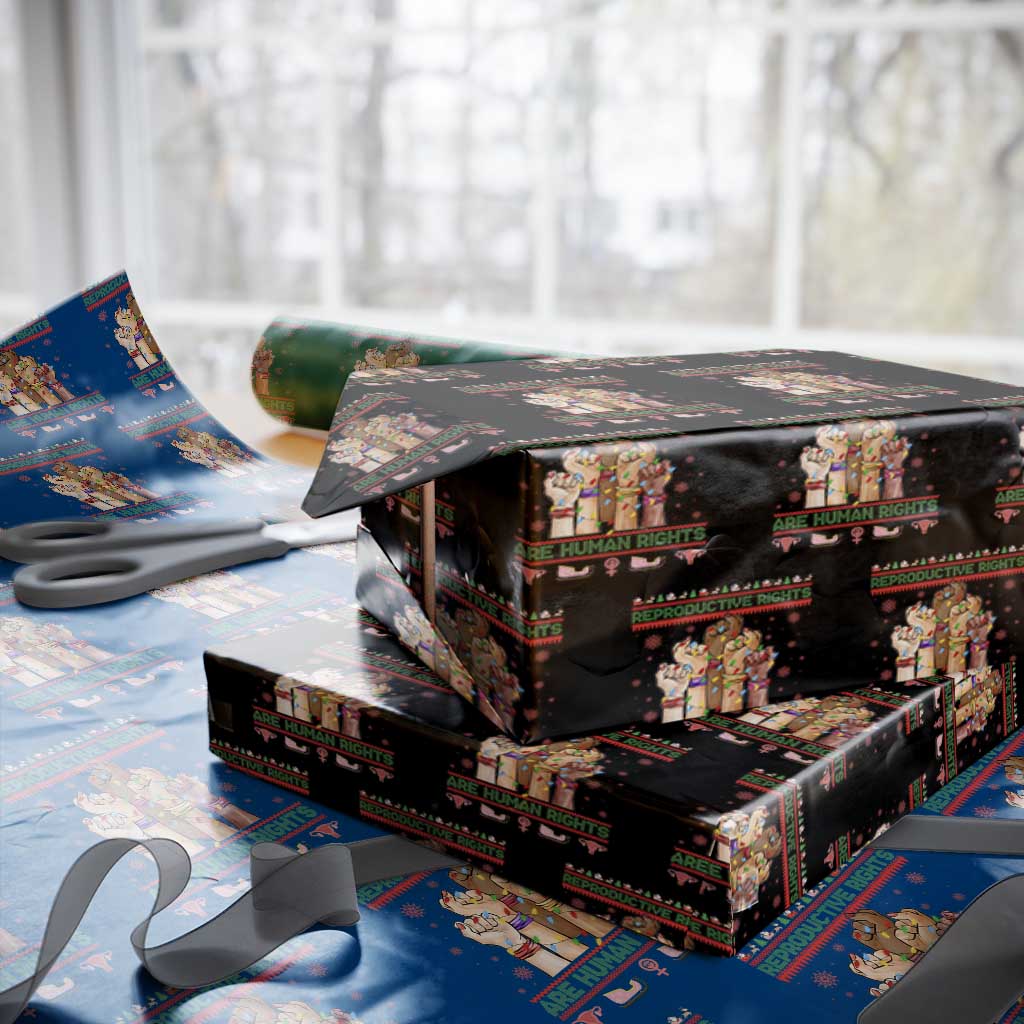 Ugly Christmas Feminist Raccoon Gift Wrapping Paper Roll Reproductive Rights Are Human Rights TS12 Black Print Your Wear