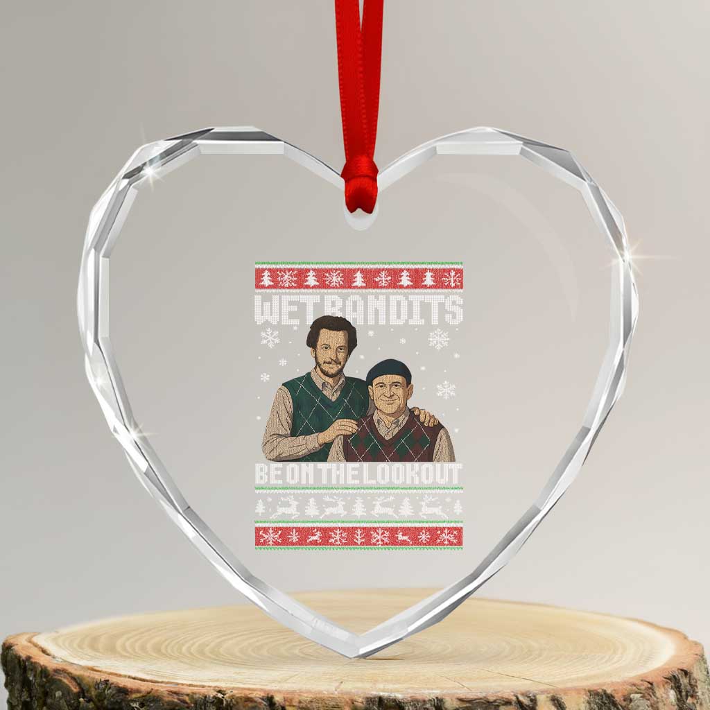 Ugly Christmas Movie Heart Crystal Glass Ornament Funny Wet Bandits Home Xmas Alone TS10 Transparent Glass 3'' Heart Print Your Wear