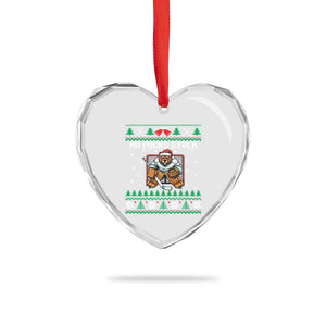 Ugly Christmas Sweater Beaver Ice Hockey Goalie Heart Crystal Glass Ornament No Pucks Given TS12 Print Your Wear
