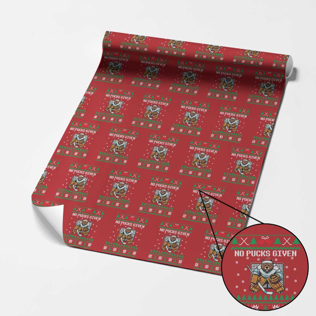 Ugly Christmas Sweater Beaver Ice Hockey Goalie Wrapping Paper Roll No Pucks Given TS12 Red Print Your Wear