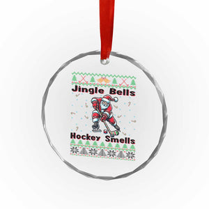 Ugly Christmas Sweater Santa Playing Hockey Crystal Glass Ornament Jingle Bells Hockey Smells TS12 Print Your Wear