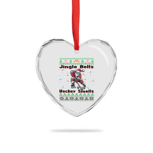 Ugly Christmas Sweater Santa Playing Hockey Heart Crystal Glass Ornament Jingle Bells Hockey Smells TS12 Print Your Wear