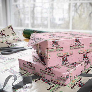 Ugly Christmas Sweater Santa Playing Hockey Wrapping Paper Roll Jingle Bells Hockey Smells TS12 Light Pink Print Your Wear