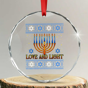 Ugly Hanukkah Crystal Glass Ornament Love and Light Jew Menorah Jewish Chanukah TS10 Transparent Glass 3'' Circle Print Your Wear