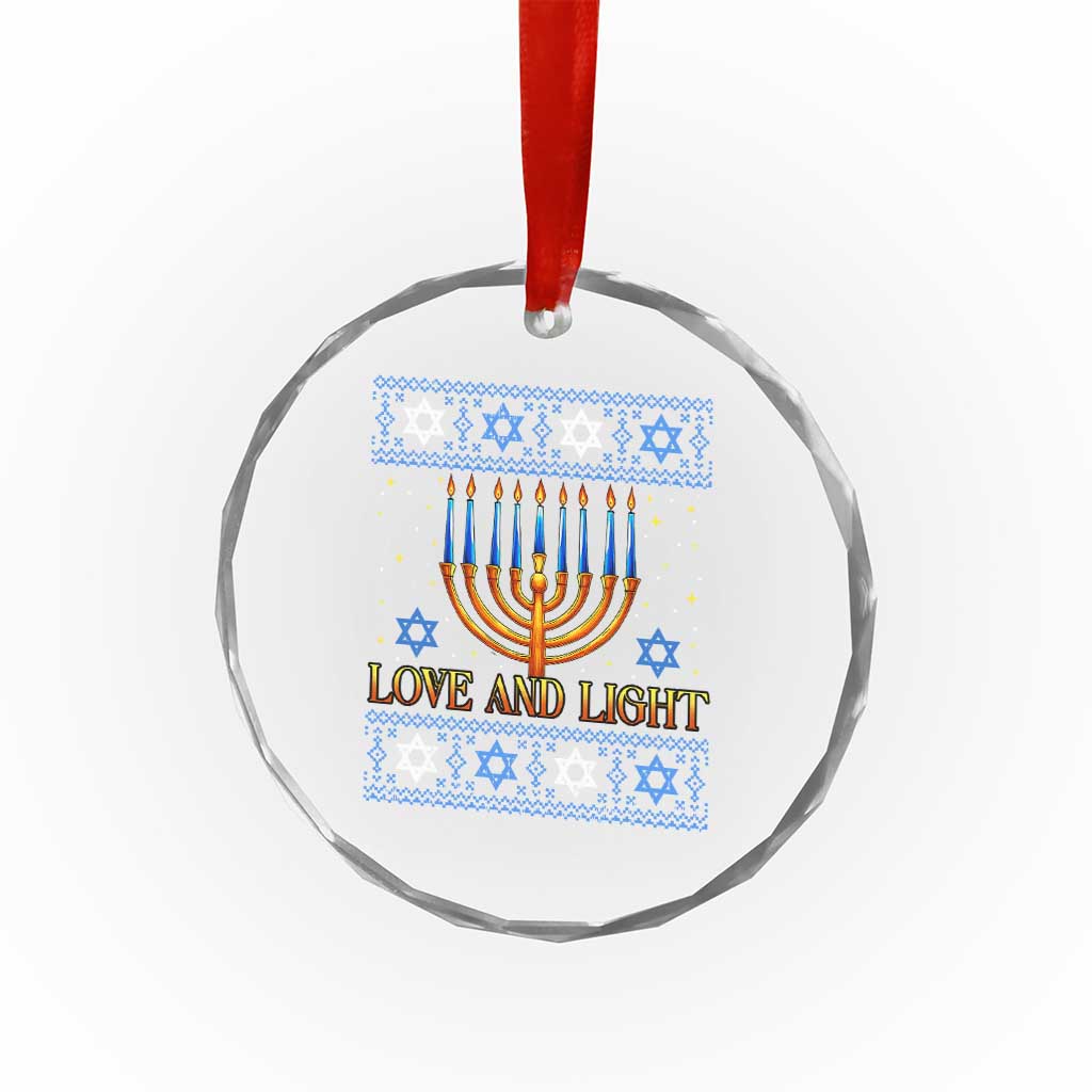Ugly Hanukkah Crystal Glass Ornament Love and Light Jew Menorah Jewish Chanukah TS10 Print Your Wear