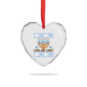Ugly Hanukkah Heart Crystal Glass Ornament Love and Light Jew Menorah Jewish Chanukah TS10 Print Your Wear
