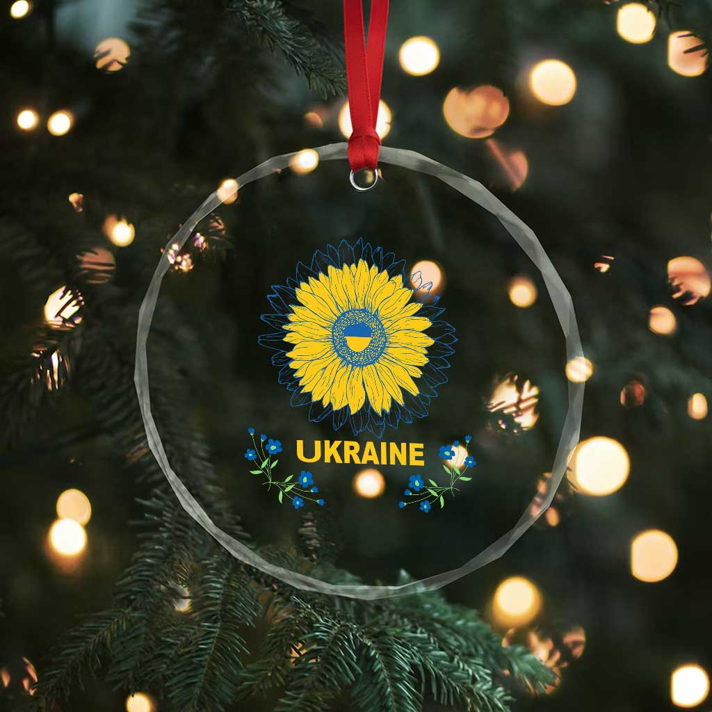 Ukraine Sunflower Crystal Glass Ornament Ukrainian Flag TS02 Print Your Wear
