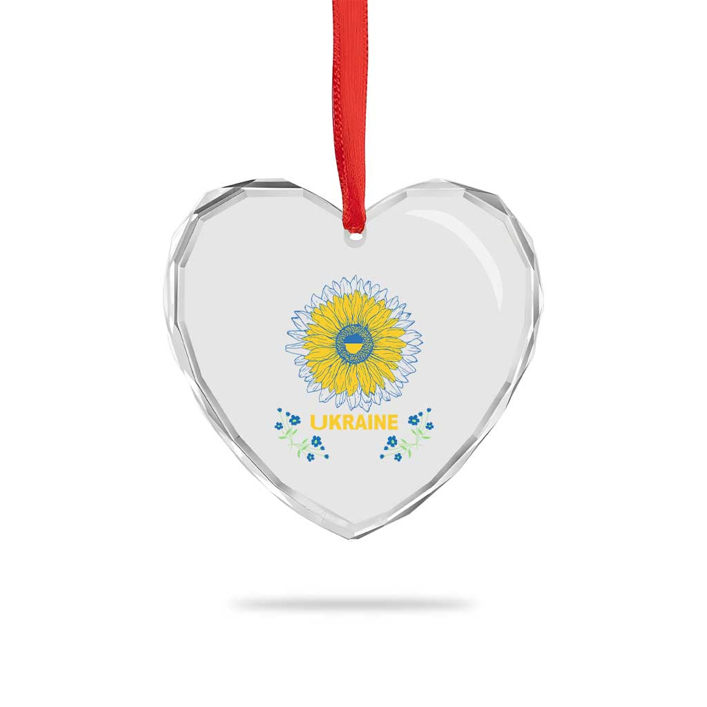 Ukraine Sunflower Heart Crystal Glass Ornament Ukrainian Flag TS02 Print Your Wear
