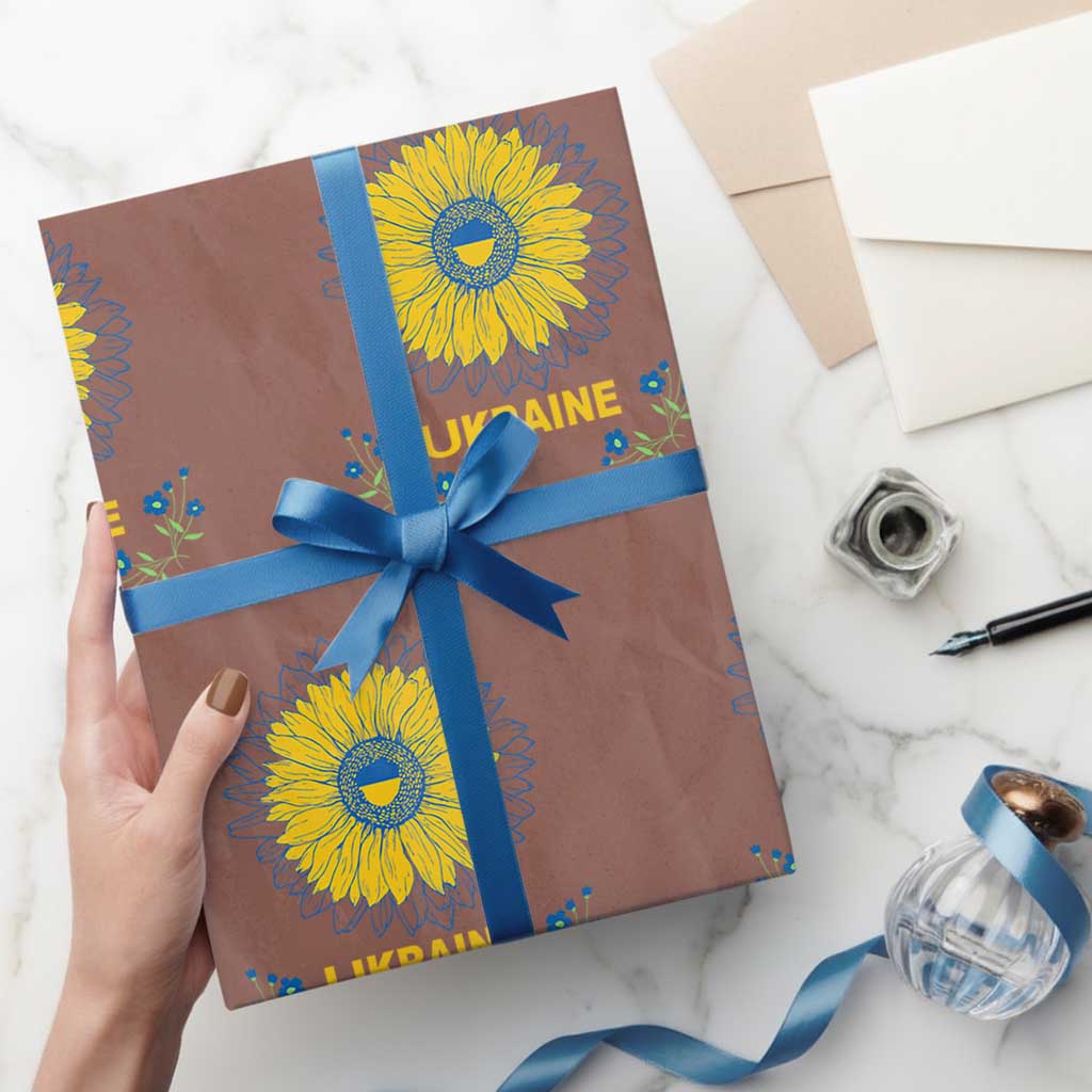 Ukraine Sunflower Wrapping Paper Roll Ukrainian Flag TS02 Mocha Print Your Wear