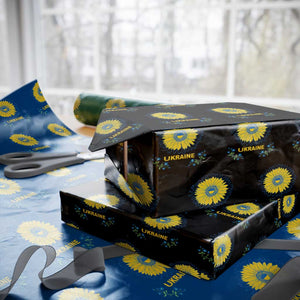 Ukraine Sunflower Wrapping Paper Roll Ukrainian Flag TS02 Black Print Your Wear