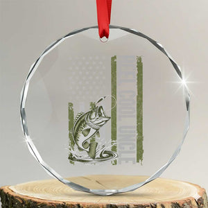 Uncle Fishing Crystal Glass Ornament Reel Cool Uncle Fisherman US Flag TS10 Transparent Glass 3'' Circle Print Your Wear