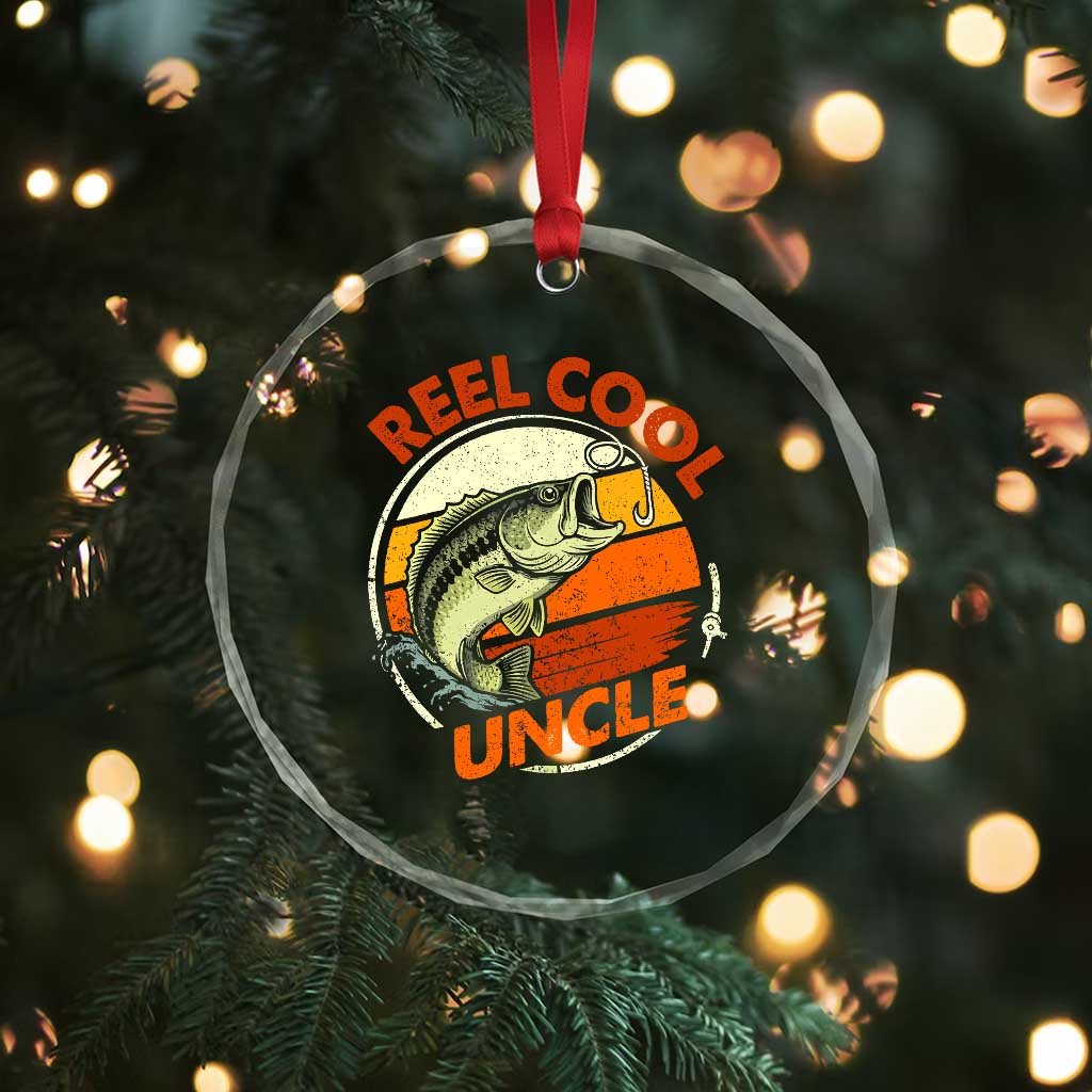 Uncle Fishing Crystal Glass Ornament Reel Cool Uncle Funny Fathers Day Fisherman TS10 Print Your Wear
