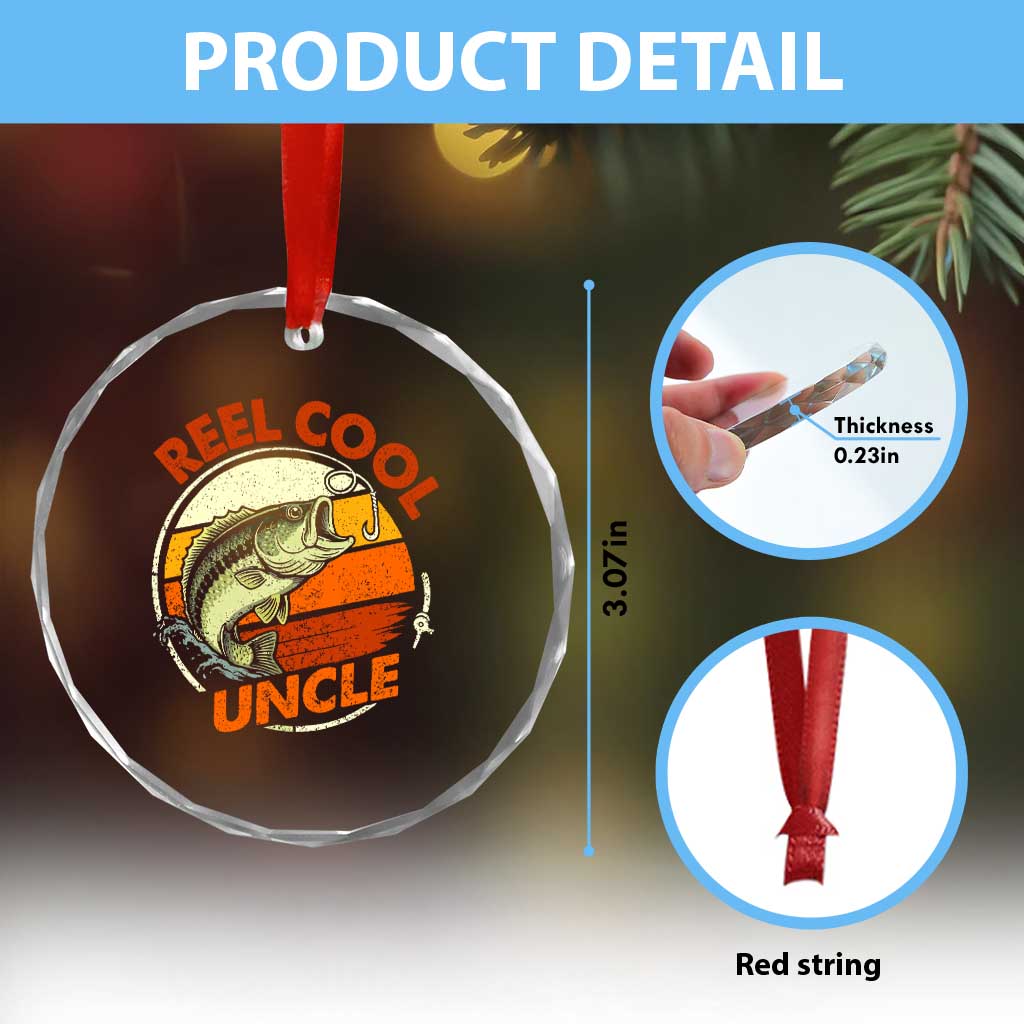 Uncle Fishing Crystal Glass Ornament Reel Cool Uncle Funny Fathers Day Fisherman TS10 Print Your Wear