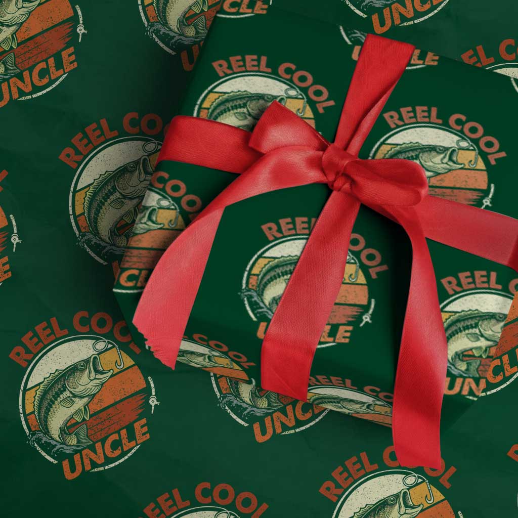 Uncle Fishing Wrapping Paper Roll Reel Cool Uncle Funny Fathers Day Fisherman TS10 Green Print Your Wear