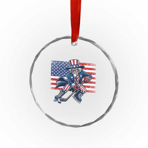 Uncle Sam Hockey Player 4th of July American Flag Crystal Glass Ornament TS14 Print Your Wear