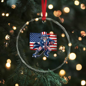 Uncle Sam Hockey Player 4th of July American Flag Crystal Glass Ornament TS14 Print Your Wear
