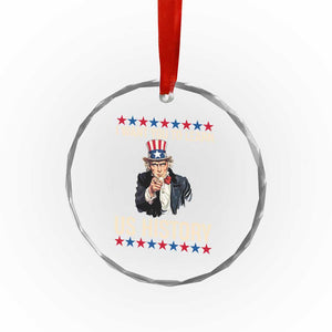 Uncle Sam I Want You To Learn US History Crystal Glass Ornament Patriotic Teachers Students