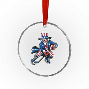 Uncle Sam Playing Hockey Patriotic Graphic Crystal Glass Ornament Funny USA Ice Hockey American Pride TS02 Print Your Wear