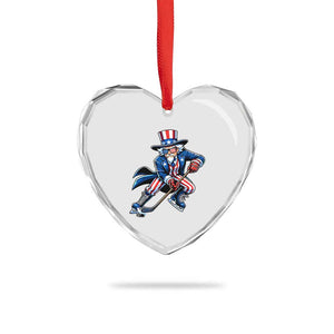 Uncle Sam Playing Hockey Patriotic Graphic Heart Crystal Glass Ornament Funny USA Ice Hockey American Pride TS02 Print Your Wear