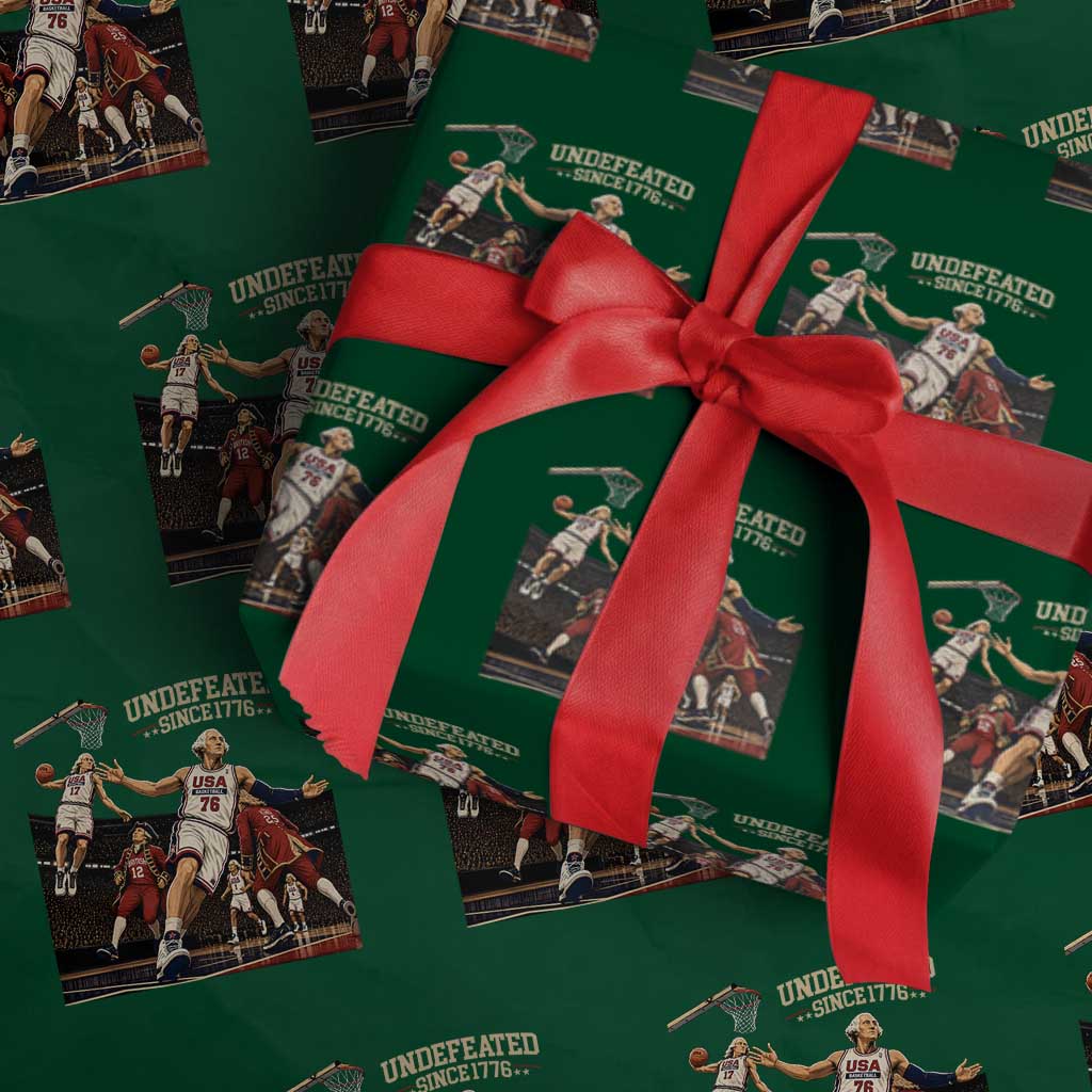 Undefeated Since 1776 George Washington Basketball Wrapping Paper Roll Funny USA Dream Team Founding Fathers Slam Dunk Patriotic Sports