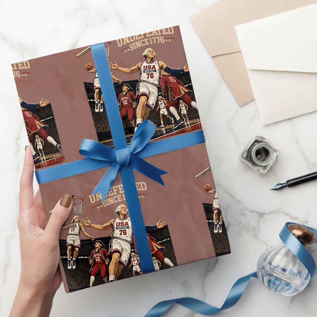 Undefeated Since 1776 George Washington Basketball Wrapping Paper Roll Funny USA Dream Team Founding Fathers Slam Dunk Patriotic Sports