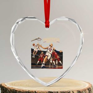 Undefeated Since 1776 George Washington Basketball Heart Crystal Glass Ornament Funny USA Dream Team Founding Fathers Slam Dunk Patriotic Sports