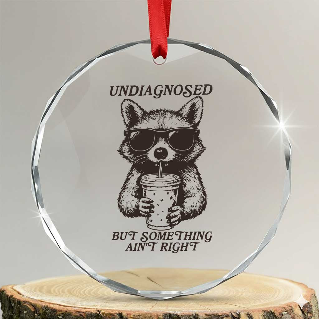 Undiagnosed But Something Aint Right Crystal Glass Ornament Funny Racoon Saying TS14 Transparent Glass 3'' Circle Print Your Wear