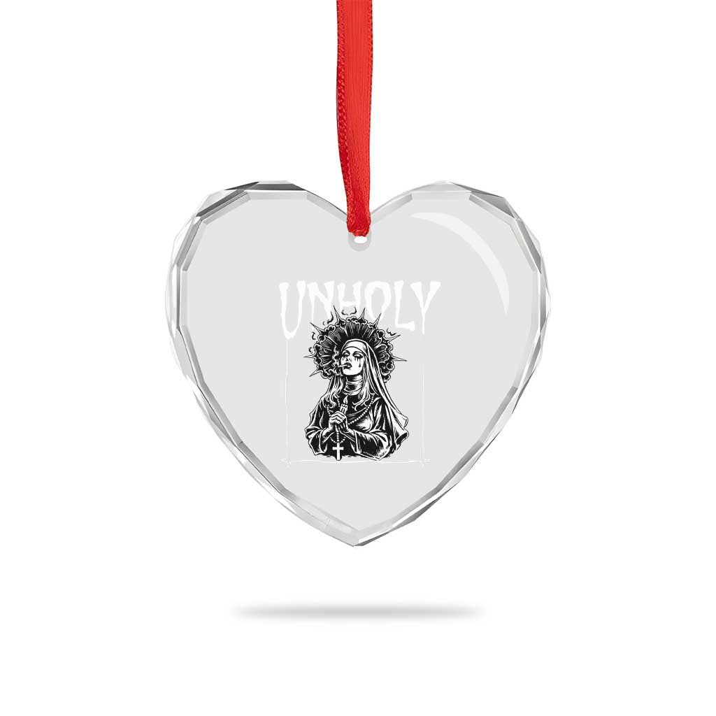Unholy Nun Heart Crystal Glass Ornament Funny Horror Unholy Nun Satan Baphomet Gothic TS14 Print Your Wear