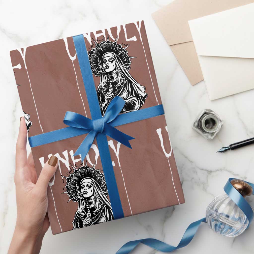 Unholy Nun Wrapping Paper Roll Funny Horror Unholy Nun Satan Baphomet Gothic TS14 Mocha Print Your Wear