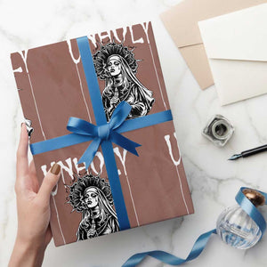 Unholy Nun Wrapping Paper Roll Funny Horror Unholy Nun Satan Baphomet Gothic TS14 Mocha Print Your Wear