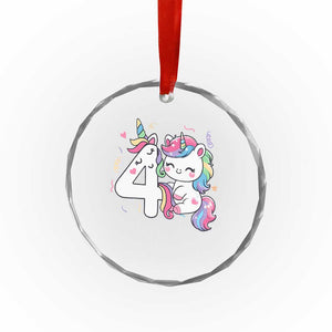 Unicorn 4th Birthday Crystal Glass Ornament 4 Years Old Birthday Outfit TS10 Print Your Wear