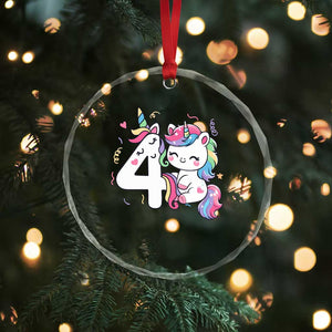 Unicorn 4th Birthday Crystal Glass Ornament 4 Years Old Birthday Outfit TS10 Print Your Wear