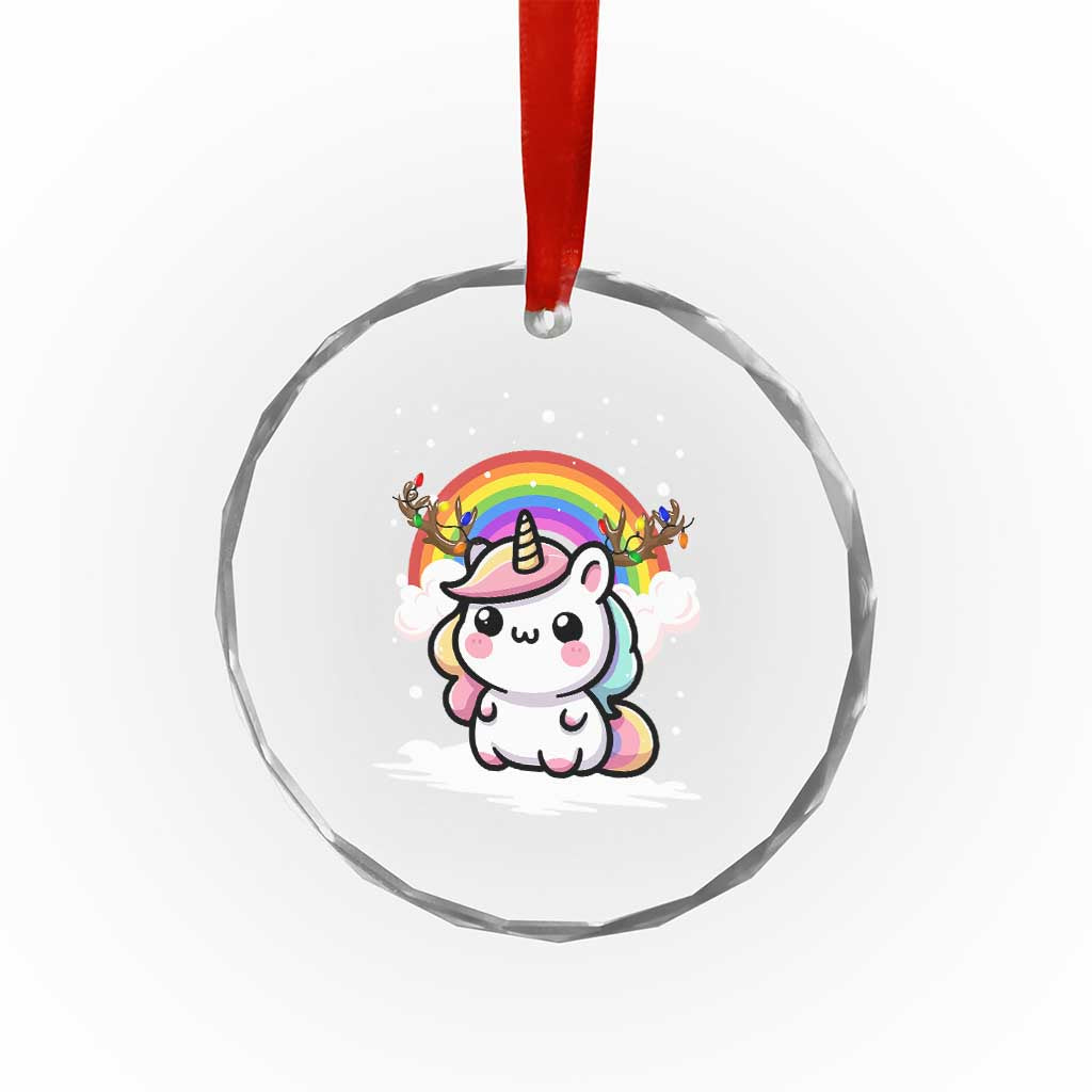 Unicorn Christmas Crystal Glass Ornament Cute Xmas Girls Rainbow TS10 Print Your Wear