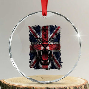 Union Jack Flag Lion Face UK British Great Britain Crystal Glass Ornament