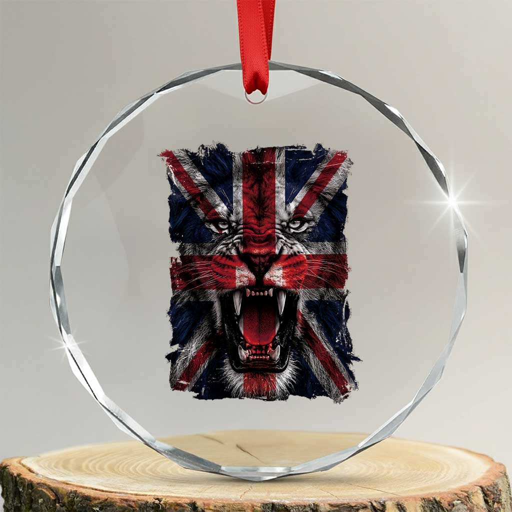 Union Jack Flag Lion Face UK British Great Britain Crystal Glass Ornament TS11 Transparent Glass 3'' Circle Print Your Wear