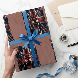 Union Jack Flag Lion Face UK British Great Britain Wrapping Paper Roll