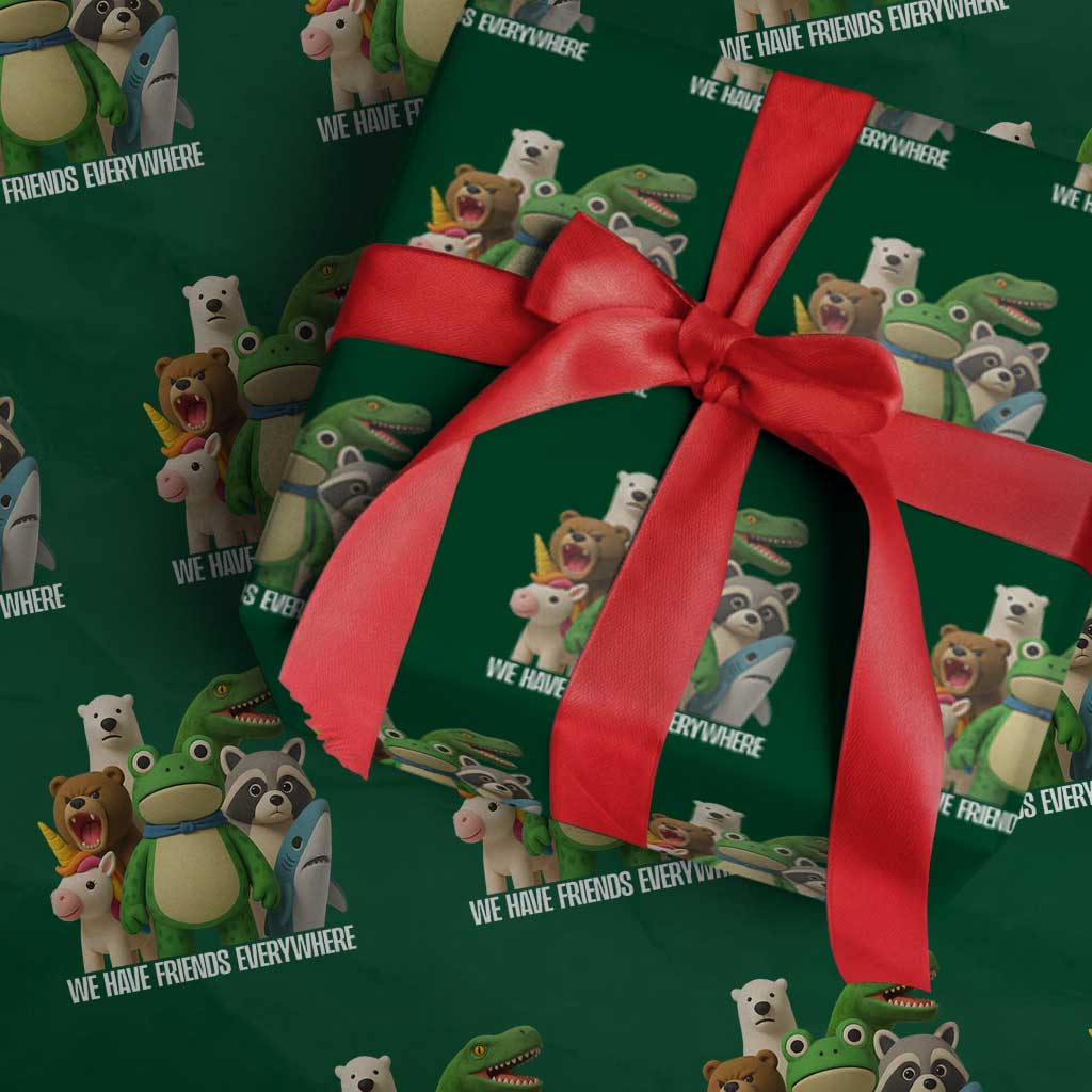 United Mascots Protest Wrapping Paper Roll We Have Friends Everywhere TS02 Green Print Your Wear