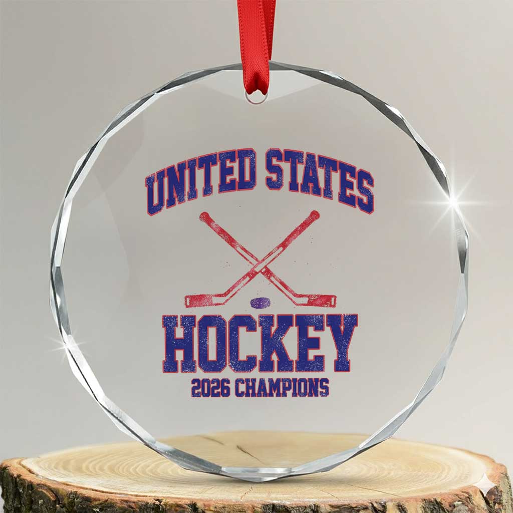 United States Hockey 2026 Champions Crystal Glass Ornament Patriotic USA Ice Hockey Victory Fan TS02 Transparent Glass 3'' Circle Print Your Wear