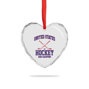 United States Hockey 2026 Champions Heart Crystal Glass Ornament Patriotic USA Ice Hockey Victory Fan TS02 Print Your Wear